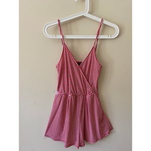One Clothing Red Striped Romper Spaghetti Strap